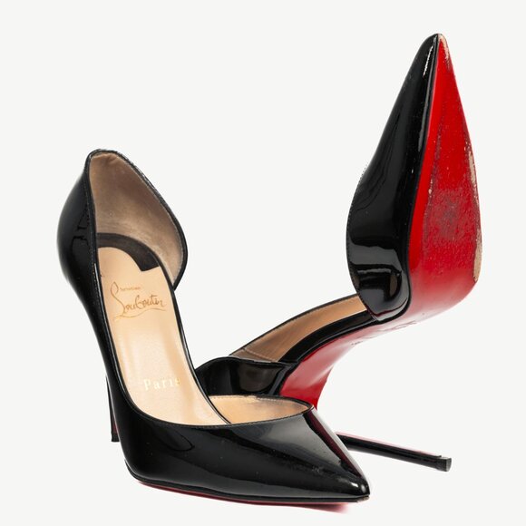 Christian Louboutin Iriza Black Patent Pointed Toe Half d'Orsay Pumps - Picture 4 of 8